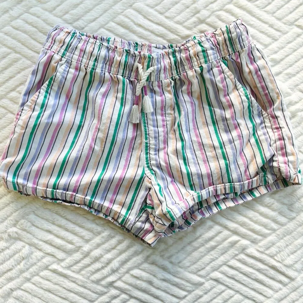 Gap Kids Girls Size L 10 Pastel Striped Pull-On Shorts Tassel Cotton Summer